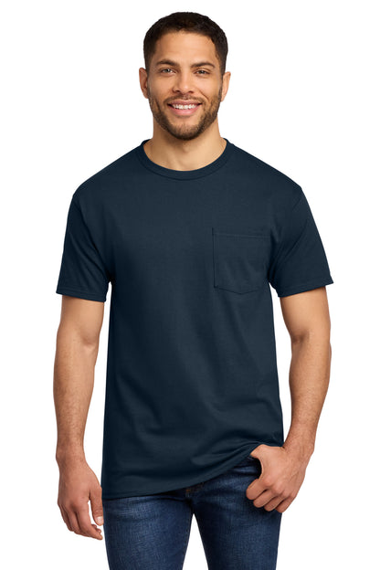 Custom Embroidered Port & Co T-Shirts  in Deep Navy