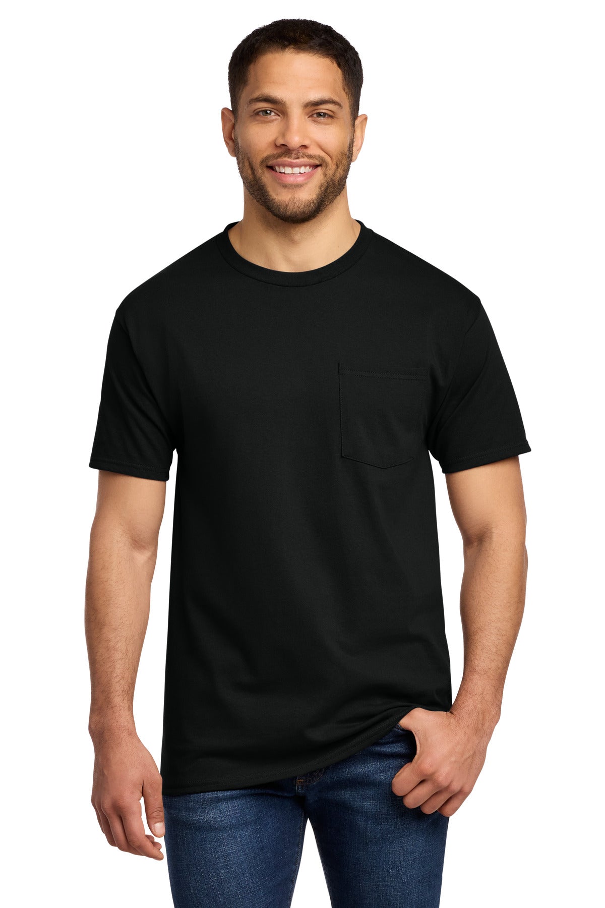 Custom Embroidered Port & Co T-Shirts  in Jet Black