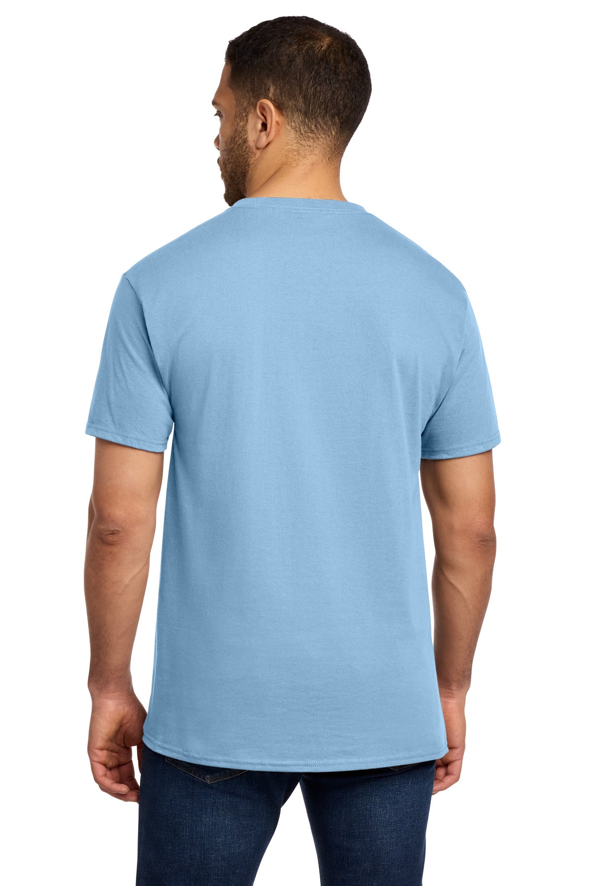 Custom Embroidered Port & Co T-Shirts  in Light Blue