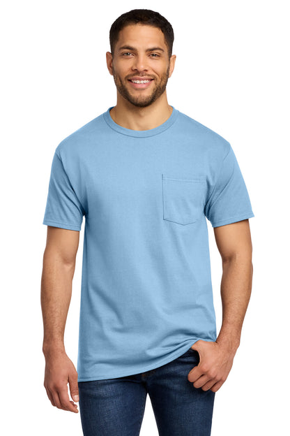 Custom Embroidered Port & Co T-Shirts  in Light Blue