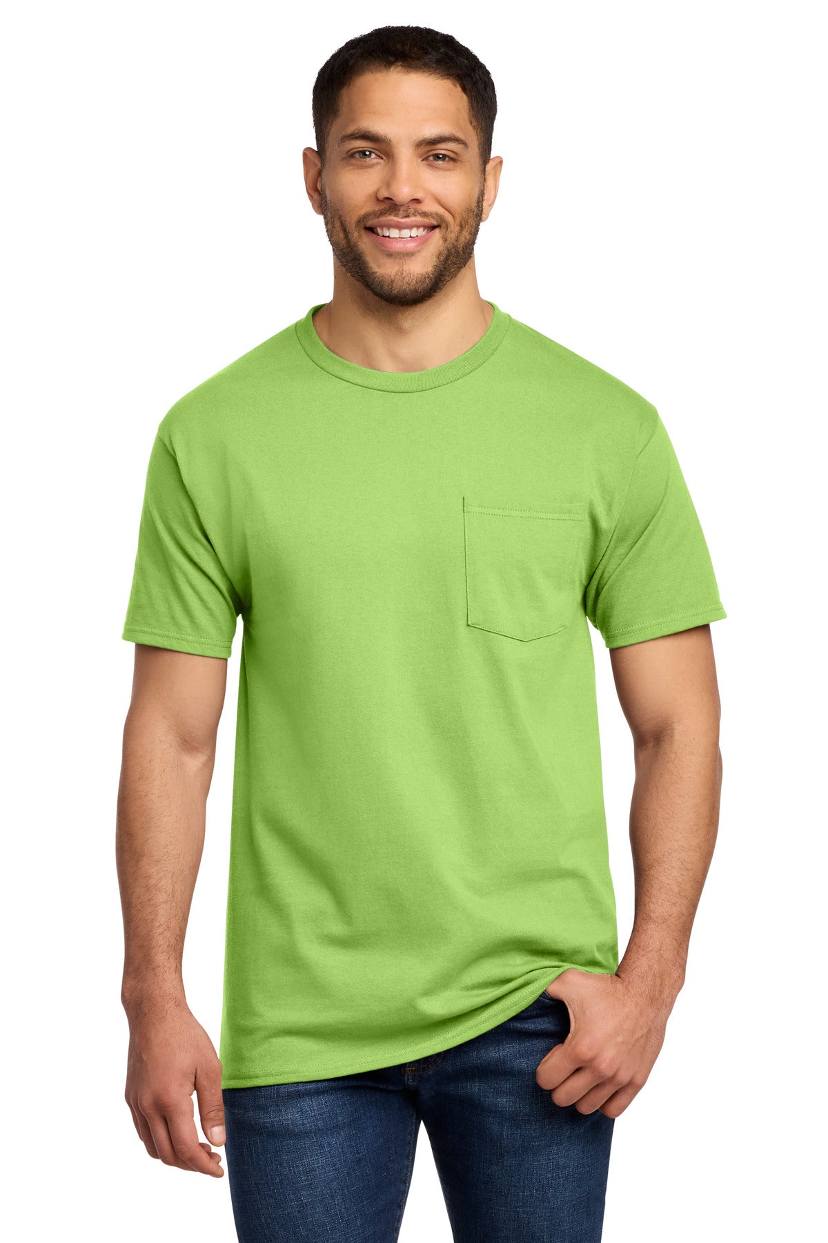 Custom Embroidered Port & Co T-Shirts  in Lime