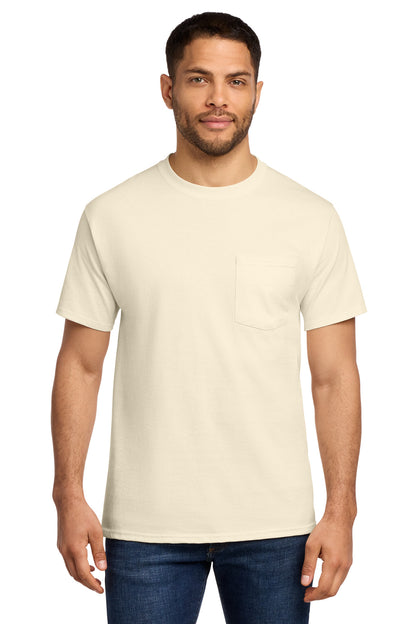 Custom Embroidered Port & Co T-Shirts  in Natural