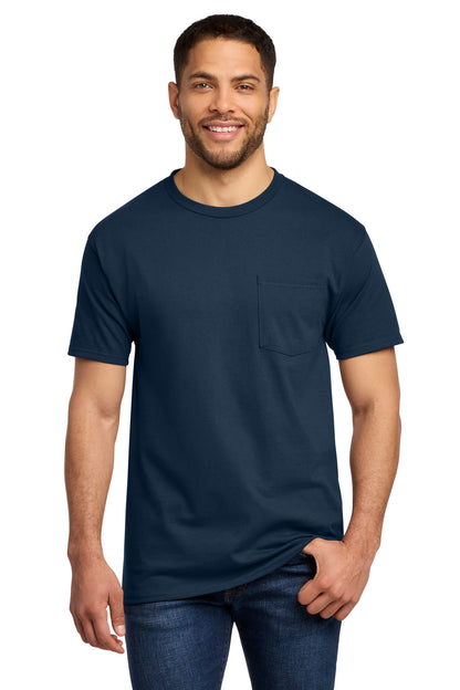 Custom Embroidered Port & Co T-Shirts  in Navy
