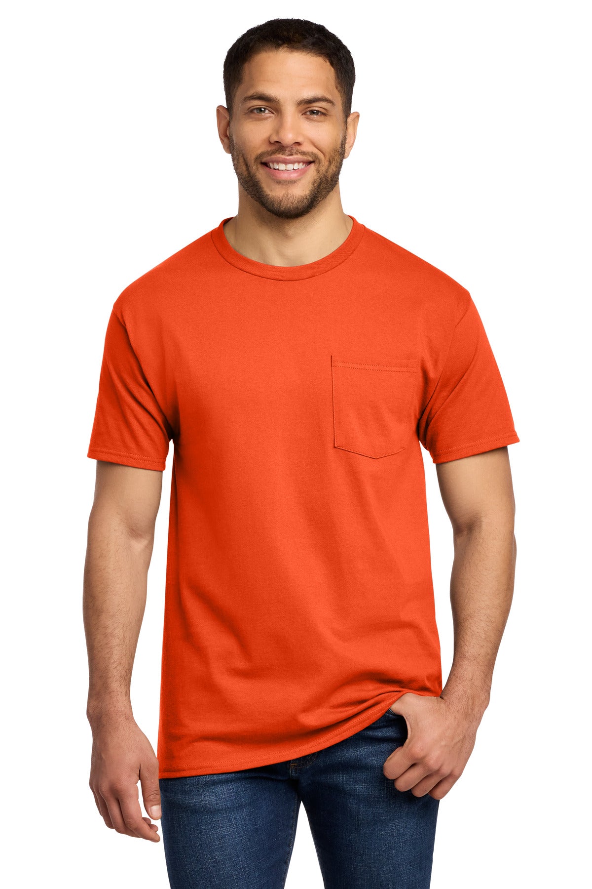 Custom Embroidered Port & Co T-Shirts  in Orange