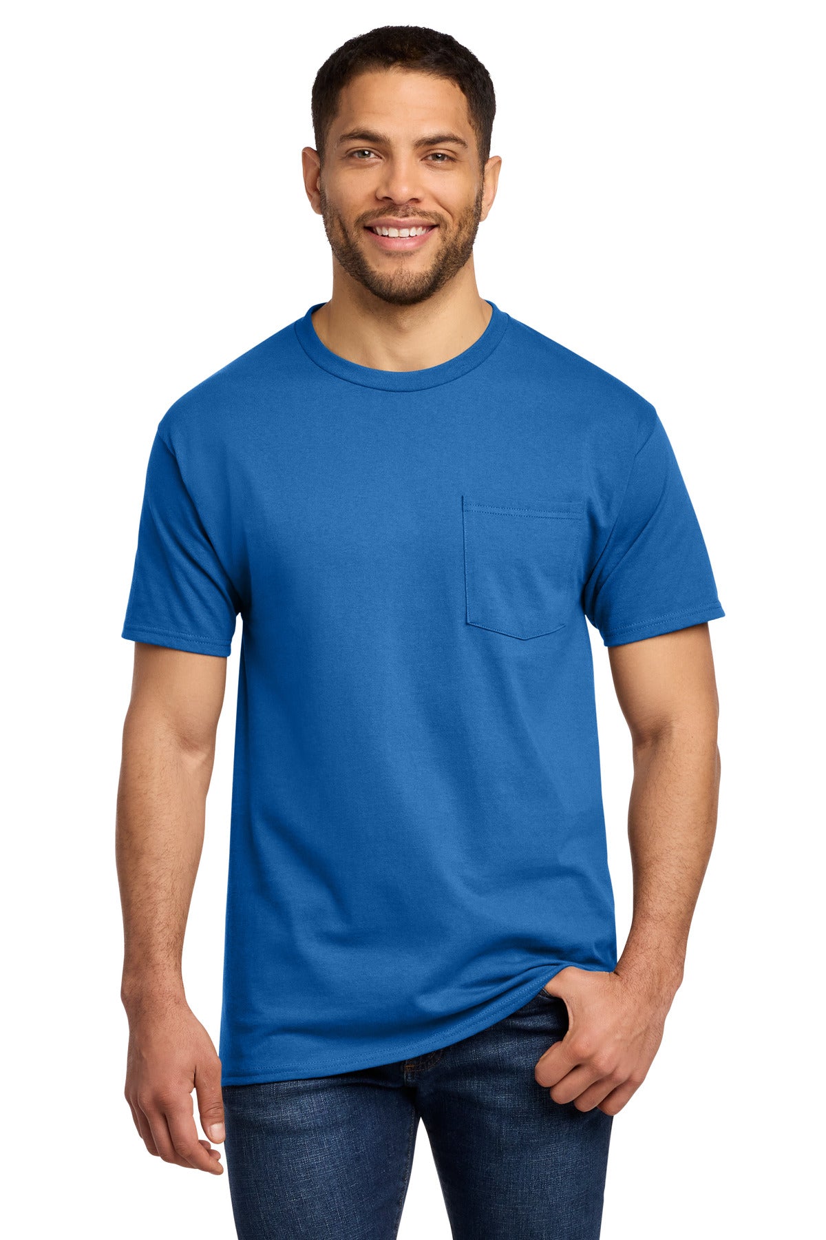 Custom Embroidered Port & Co T-Shirts  in Royal