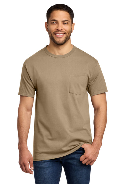 Custom Embroidered Port & Co T-Shirts  in Sand