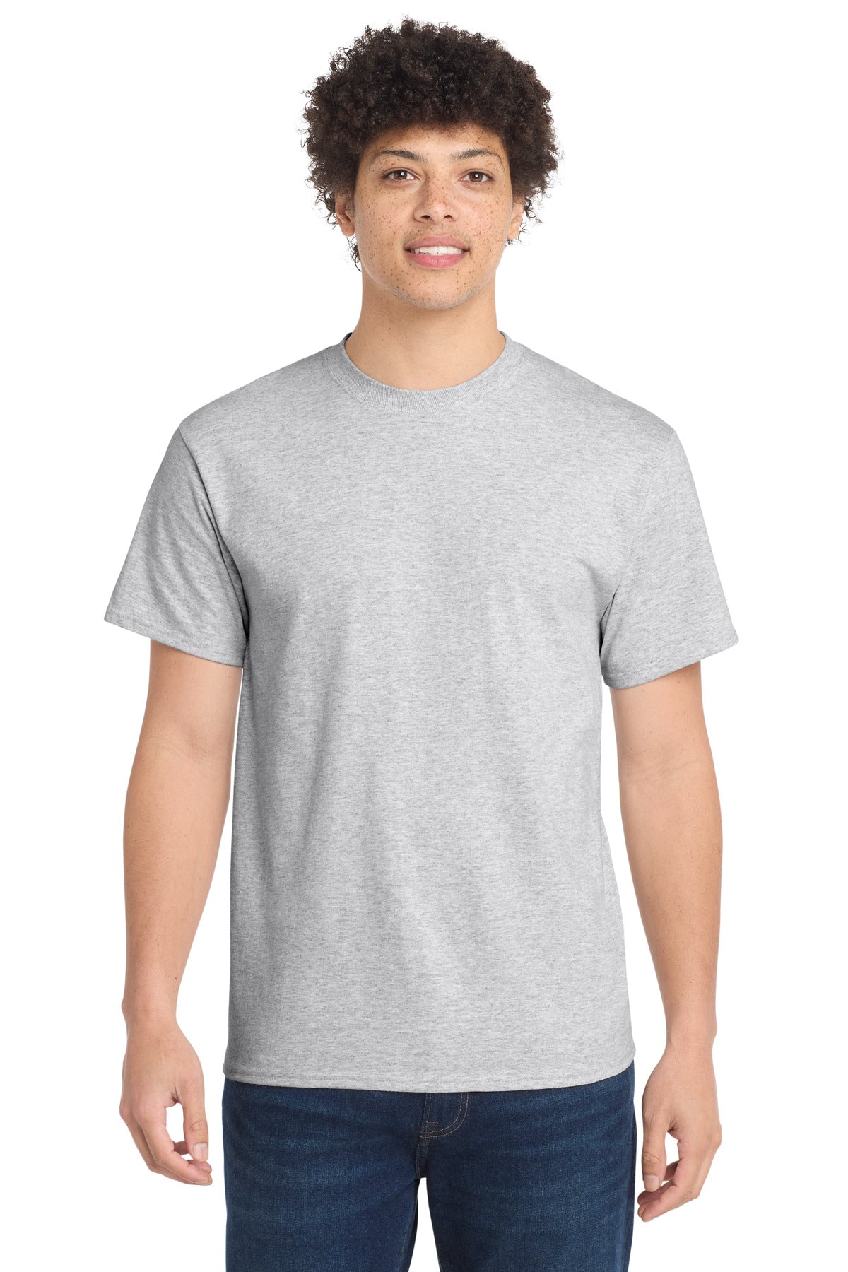 Custom Embroidered Port & Co T-Shirts  in Ash