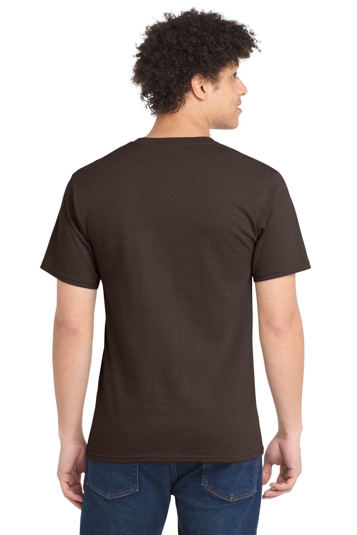Custom Embroidered Port & Co T-Shirts  in Brown