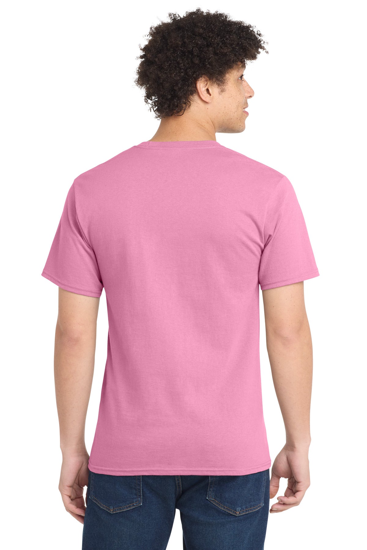 Custom Embroidered Port & Co T-Shirts  in Candy Pink
