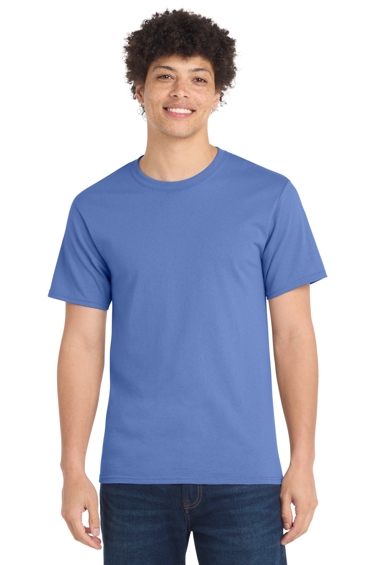 Custom Embroidered Port & Co T-Shirts  in Carolina Blue