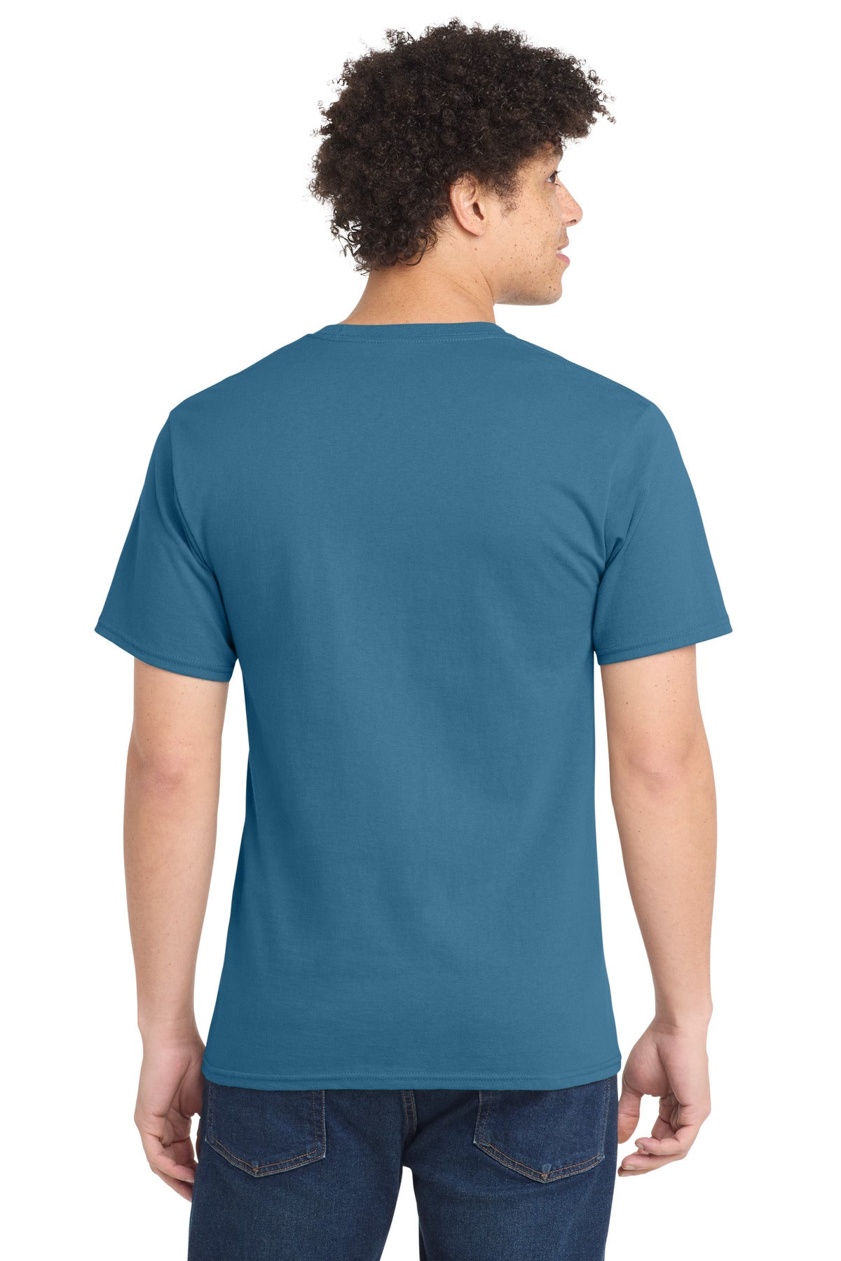 Custom Embroidered Port & Co T-Shirts  in Colonial Blue