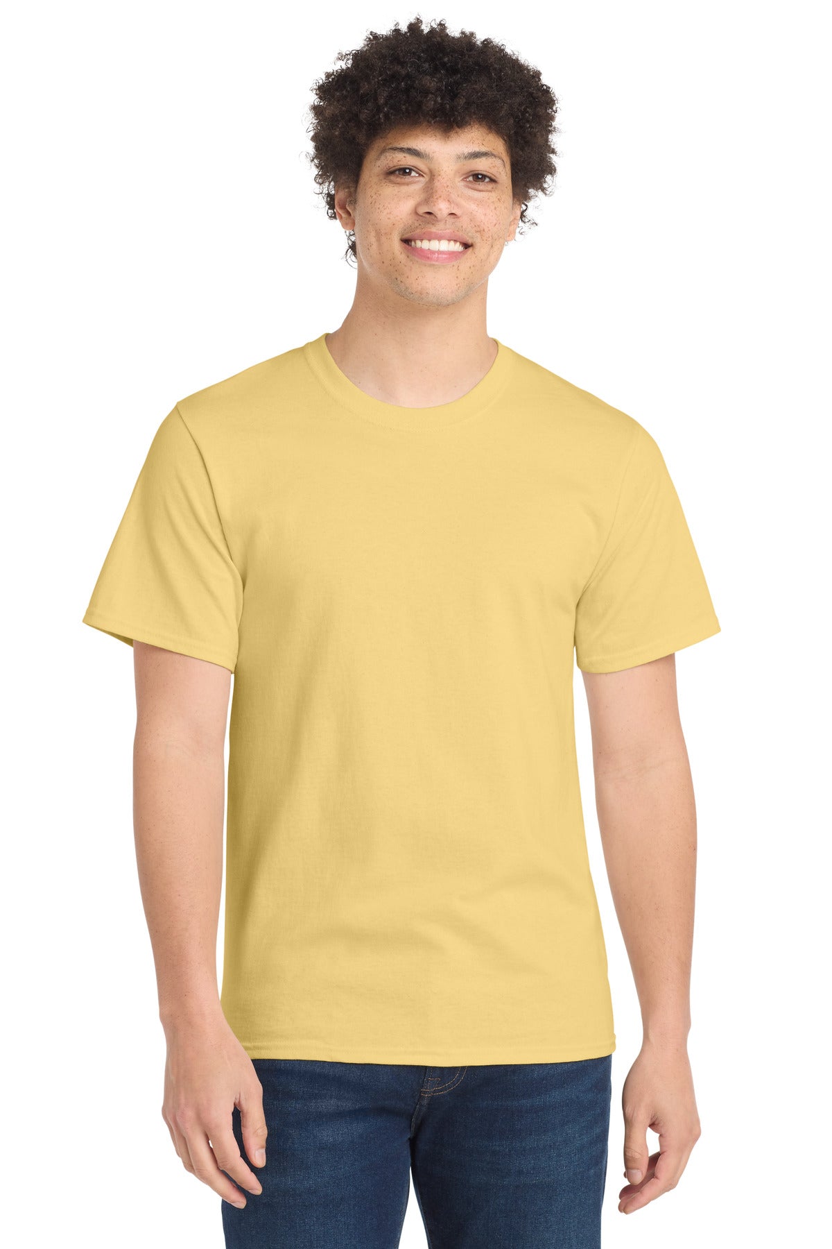 Custom Embroidered Port & Co T-Shirts  in Daffodil Yellow