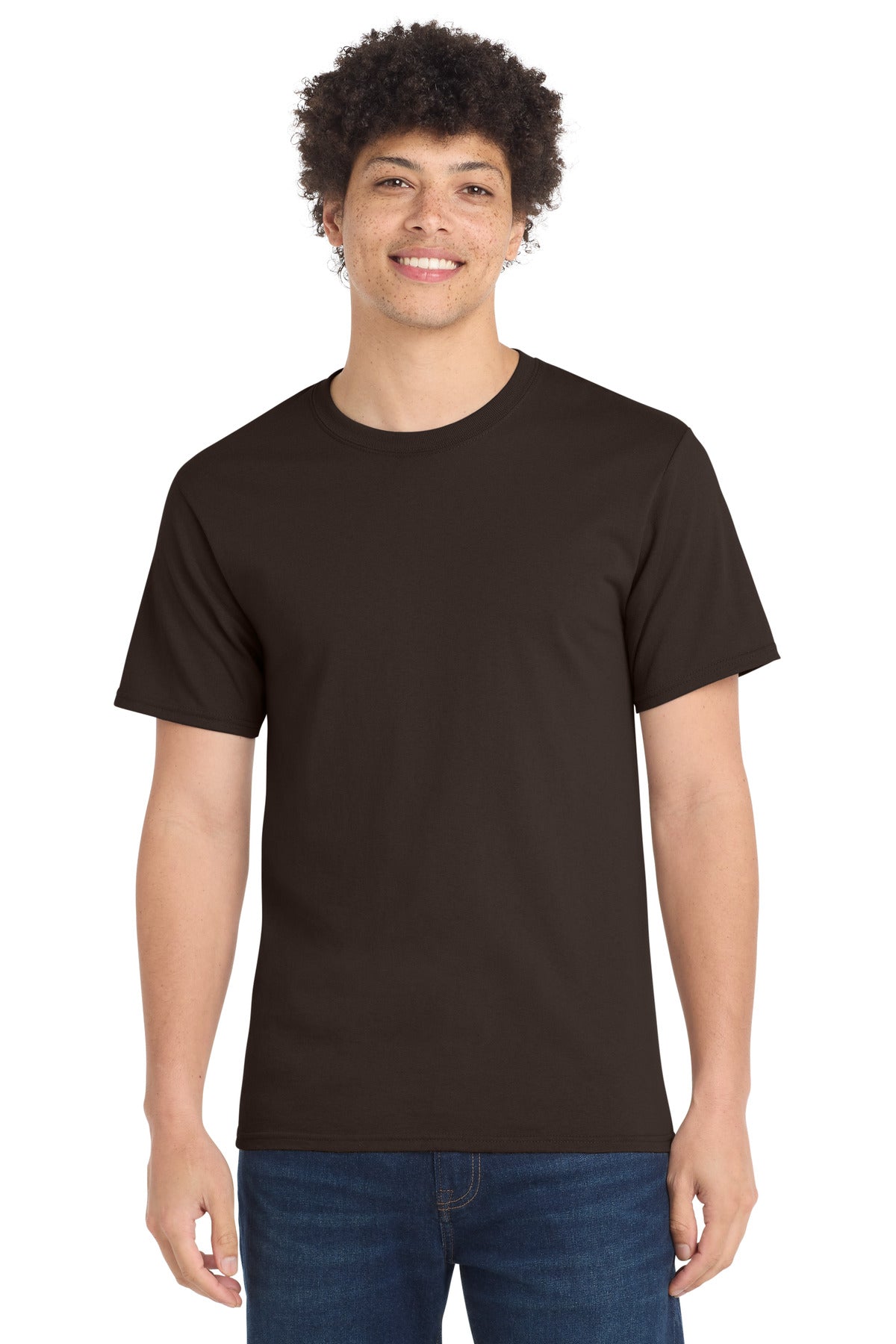 Custom Embroidered Port & Co T-Shirts  in Dark Chocolate Brown