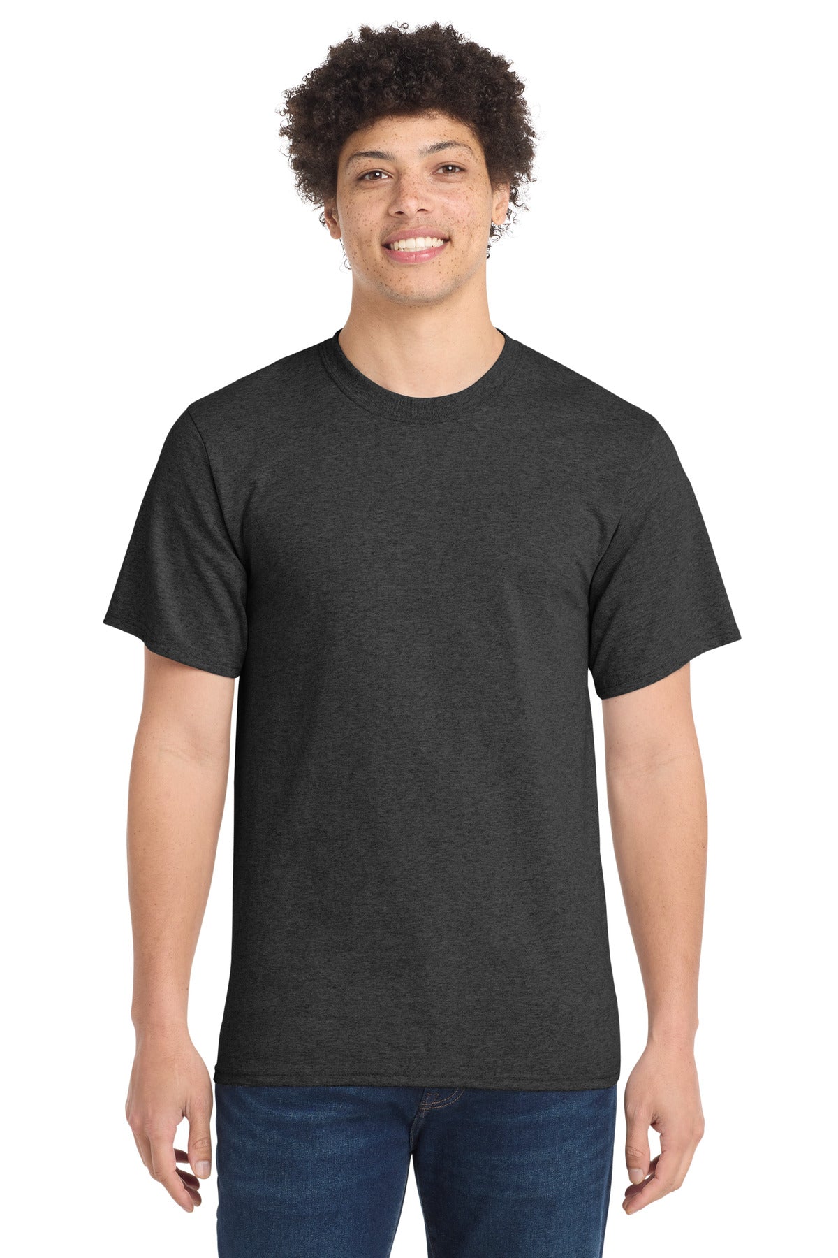 Custom Embroidered Port & Co T-Shirts  in Dark Heather Grey