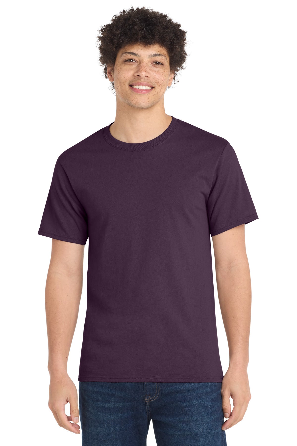 Custom Embroidered Port & Co T-Shirts  in Eggplant