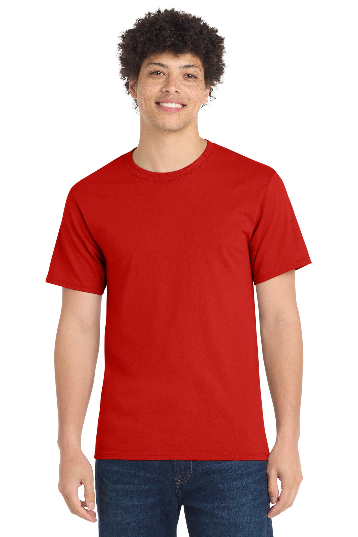 Custom Embroidered Port & Co T-Shirts  in Fiery Red