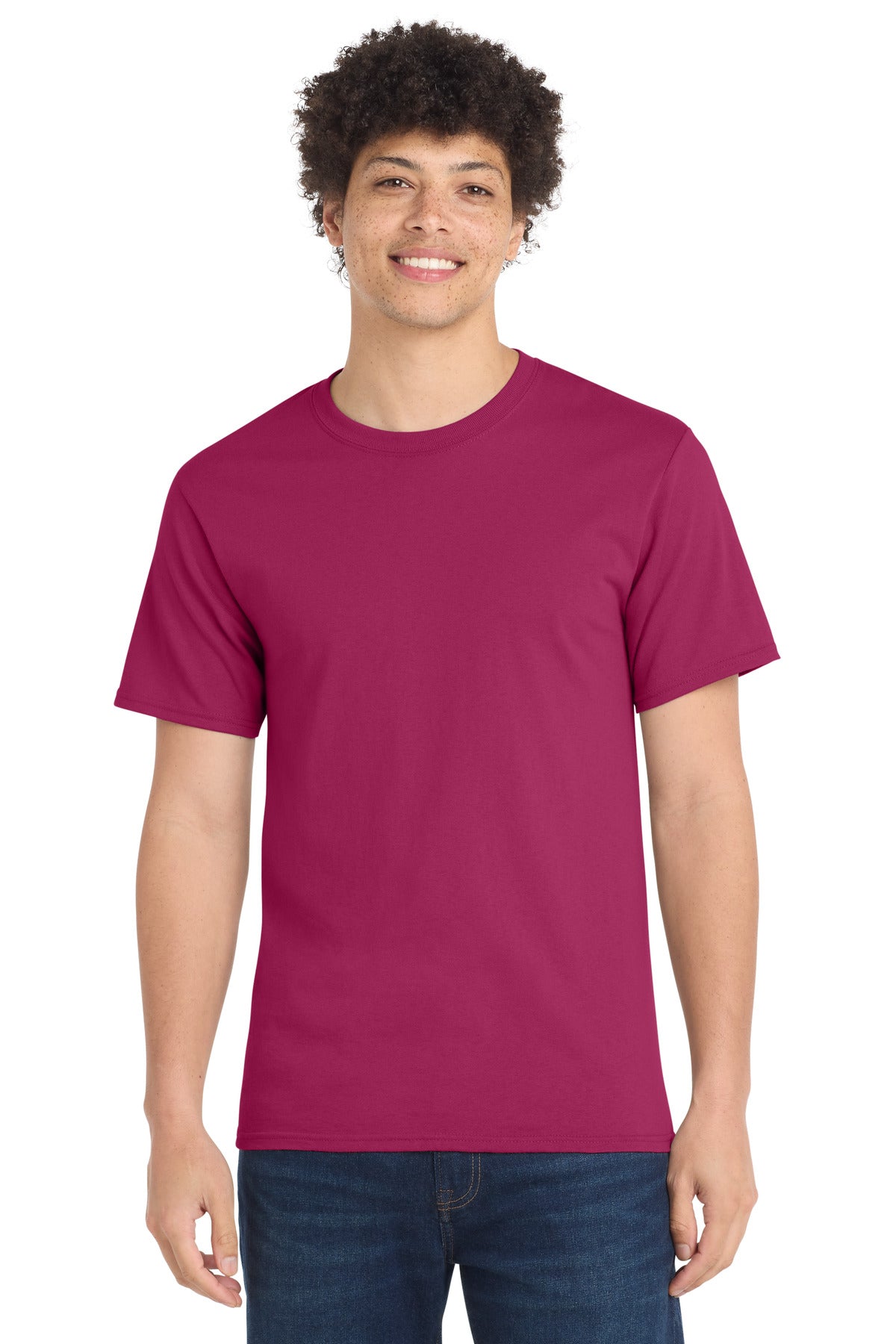 Custom Embroidered Port & Co T-Shirts  in Flush Pink