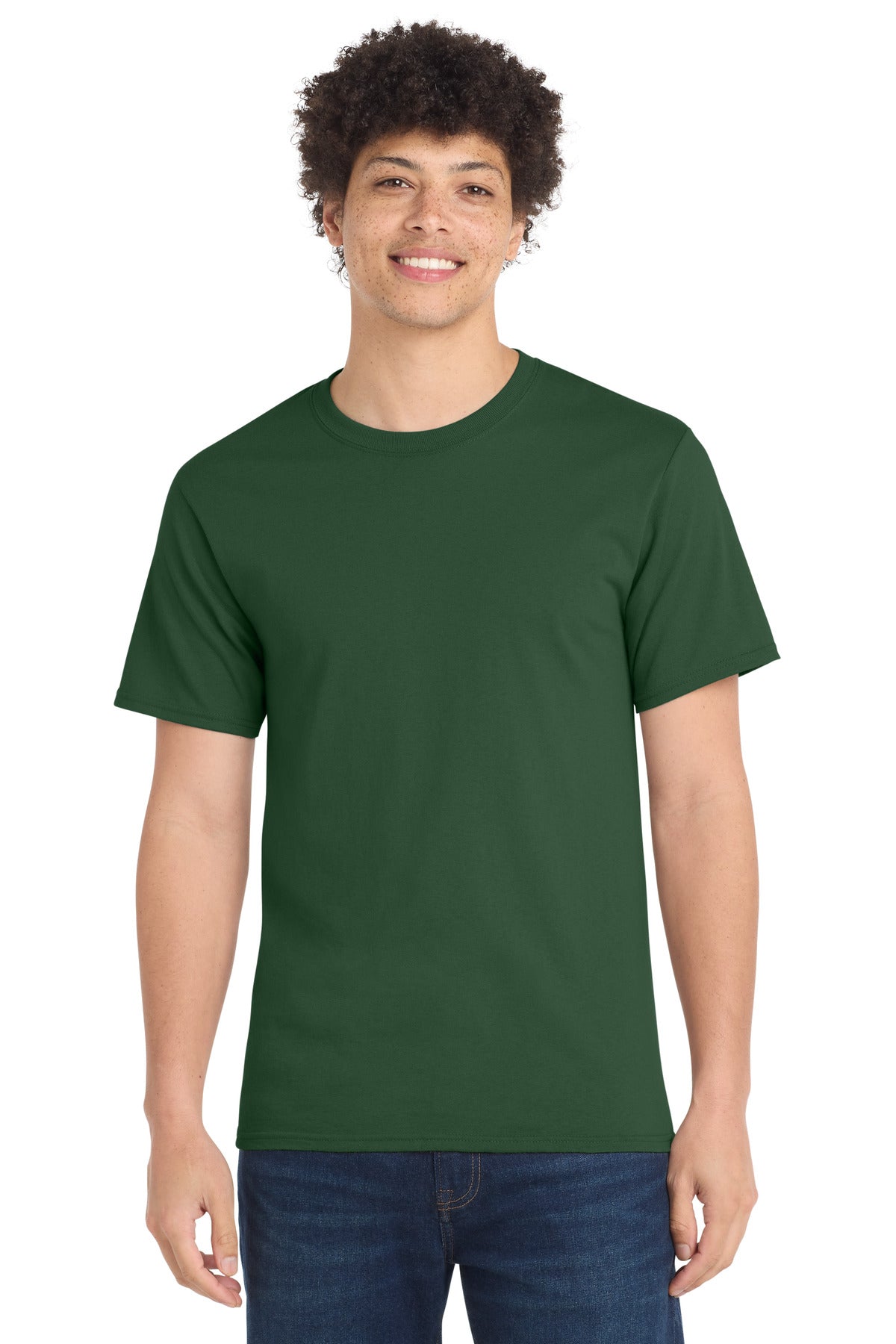 Custom Embroidered Port & Co T-Shirts  in Forest Green