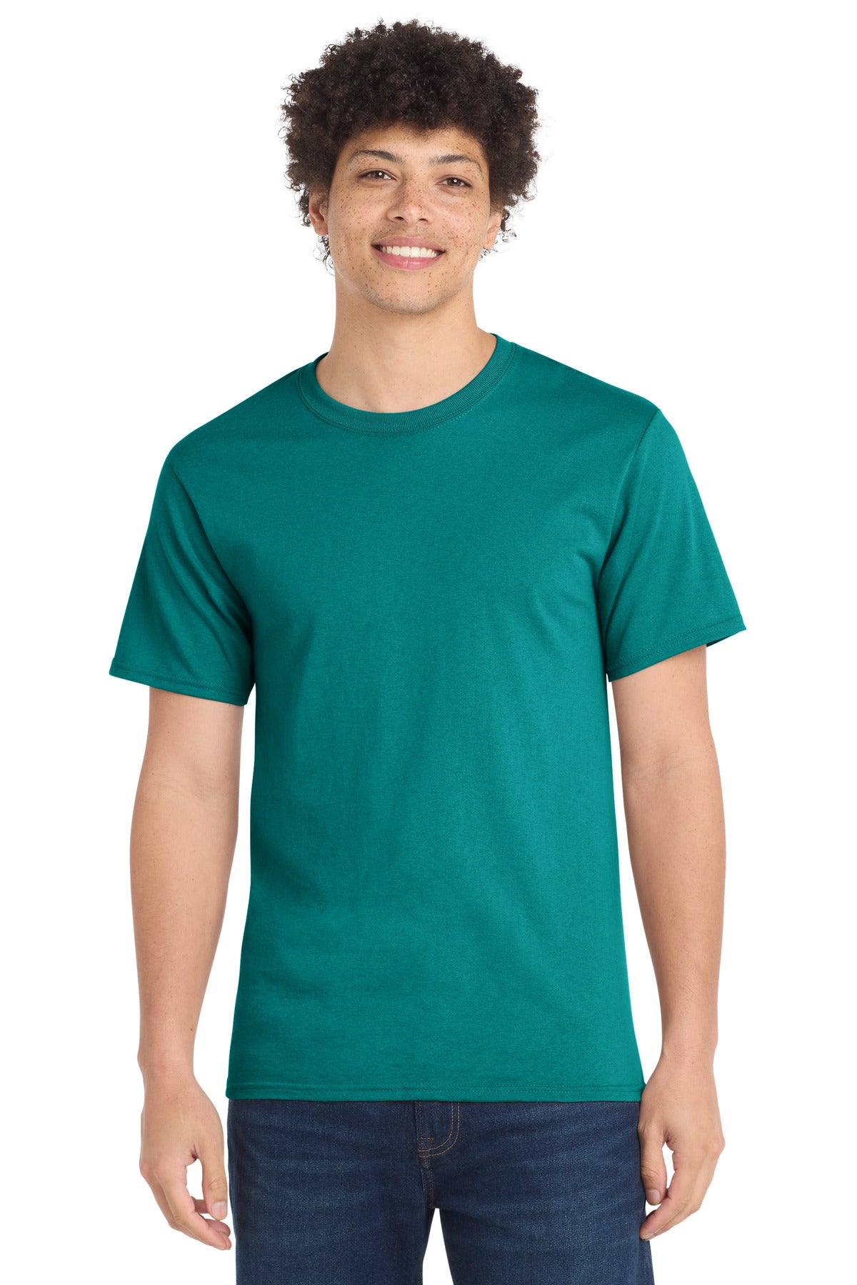 Custom Embroidered Port & Co T-Shirts  in Jade Green