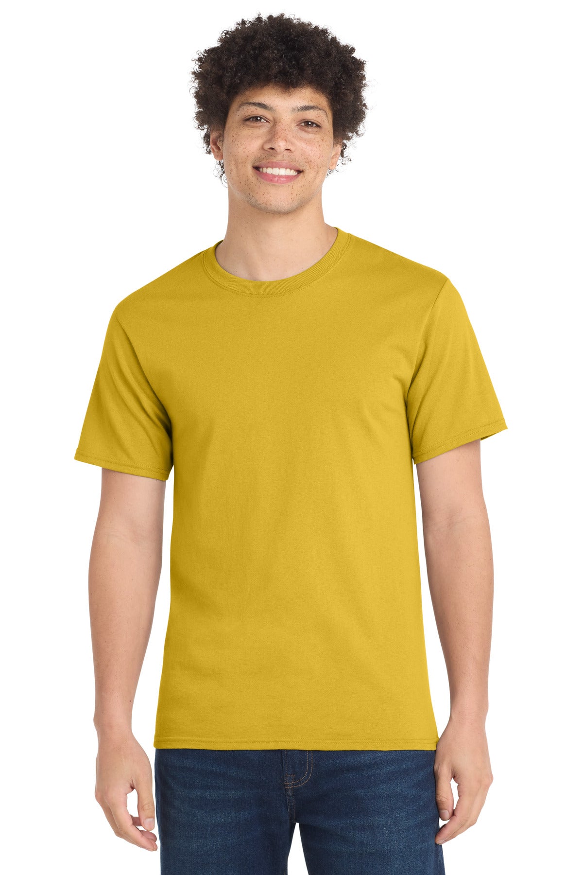 Custom Embroidered Port & Co T-Shirts  in Lemon Yellow