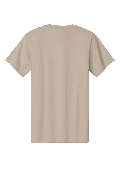 Custom Embroidered Port & Co T-Shirts  in Light Sand