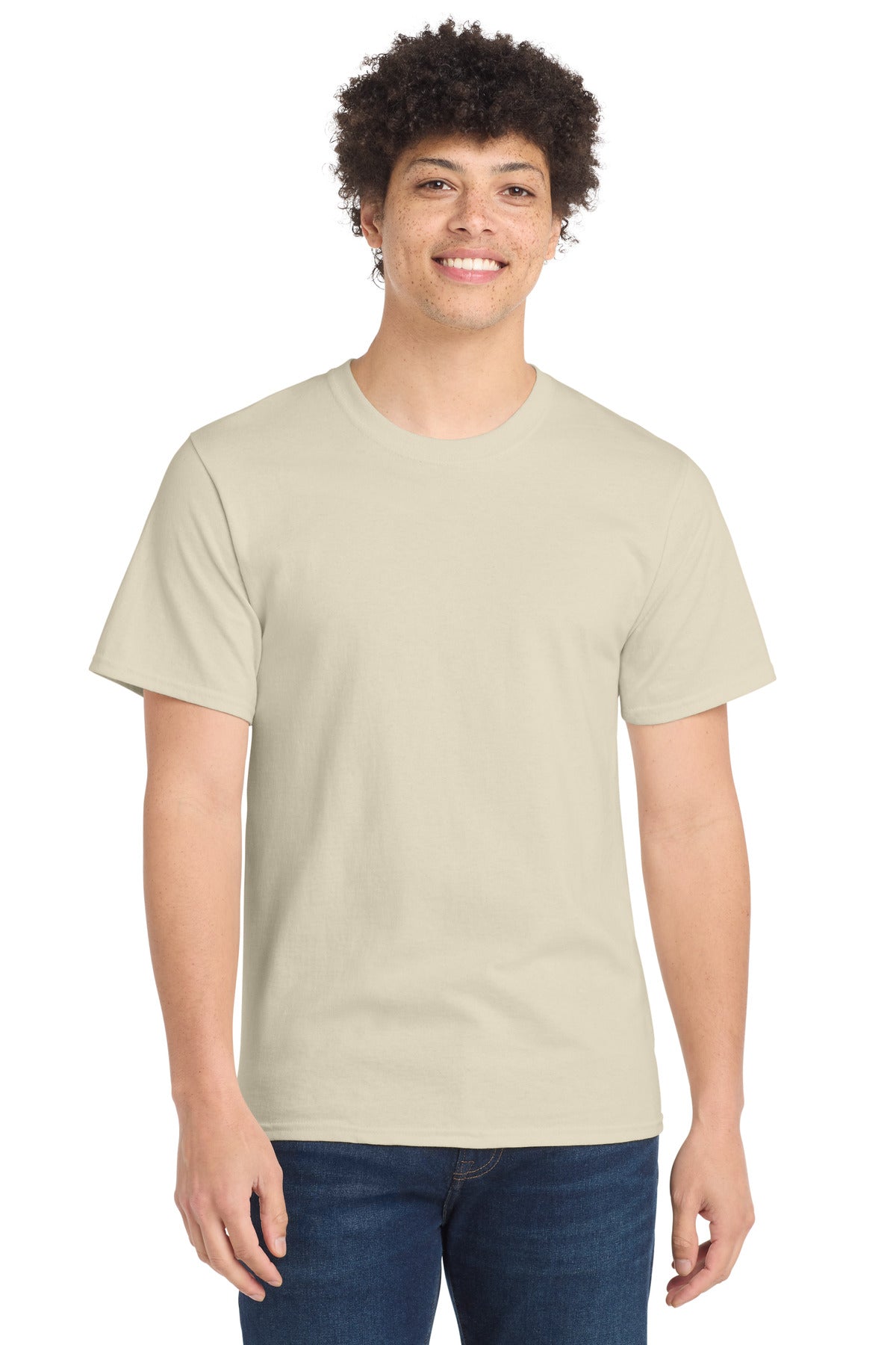 Custom Embroidered Port & Co T-Shirts  in Natural