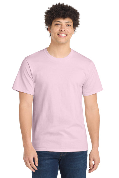 Custom Embroidered Port & Co T-Shirts  in Pale Pink