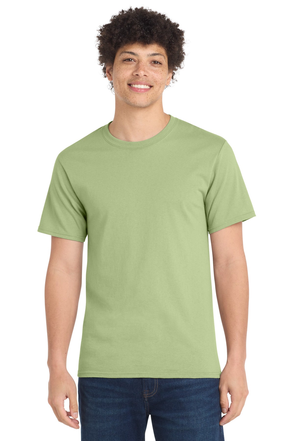 Custom Embroidered Port & Co T-Shirts  in Pistachio