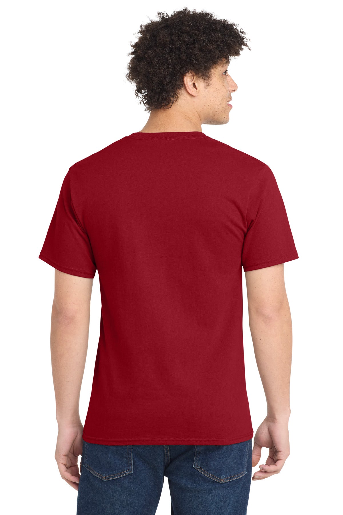 Custom Embroidered Port & Co T-Shirts  in Rich Red