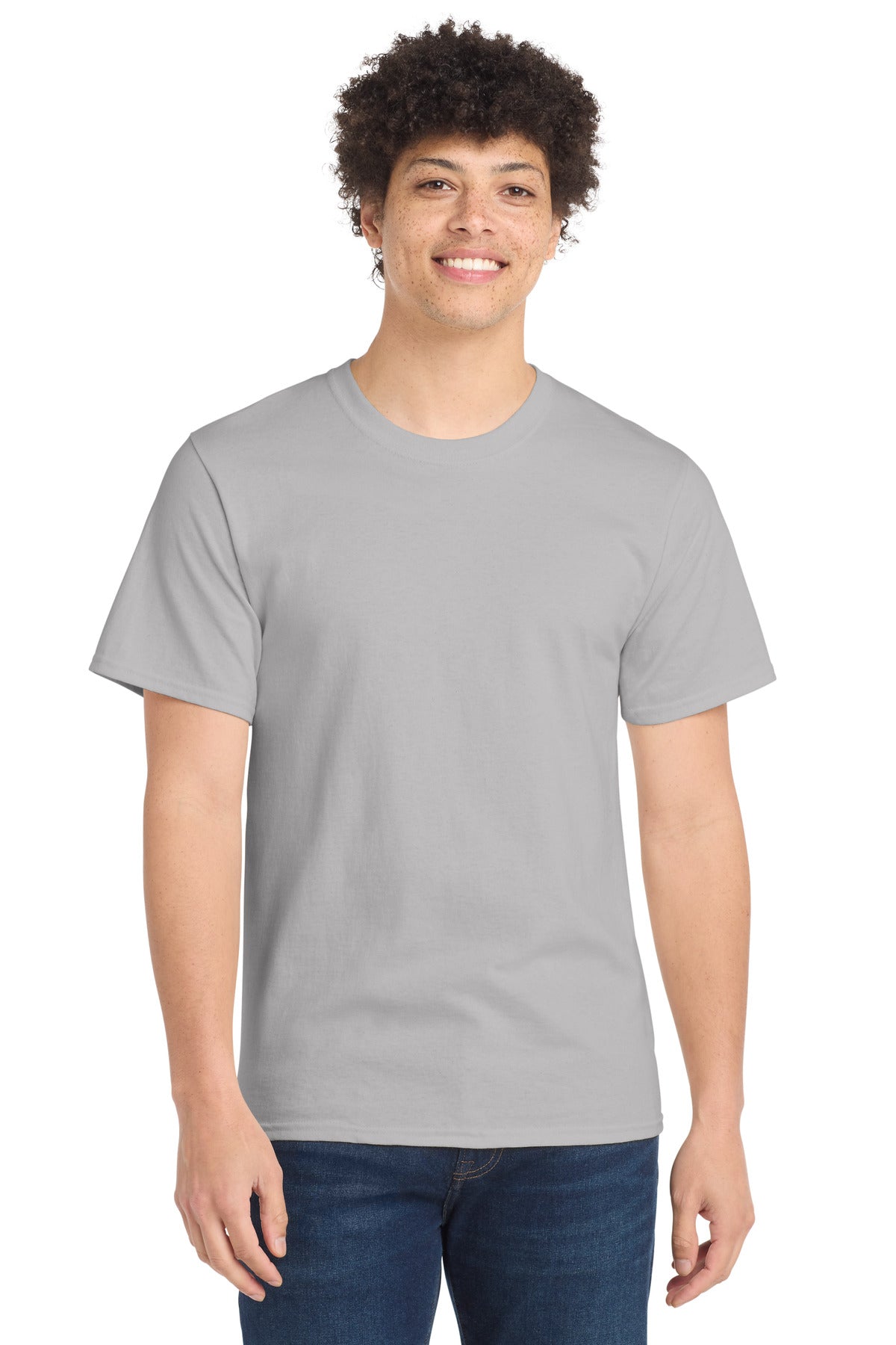 Custom Embroidered Port & Co T-Shirts  in Silver