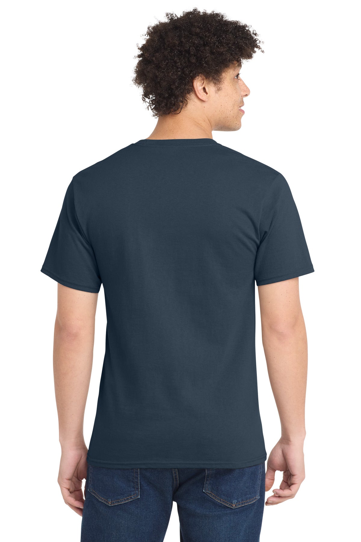 Custom Embroidered Port & Co T-Shirts  in Steel Blue