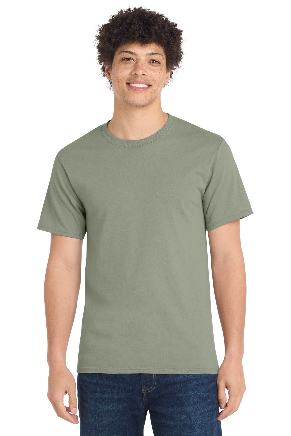 Custom Embroidered Port & Co T-Shirts  in Stonewashed Green