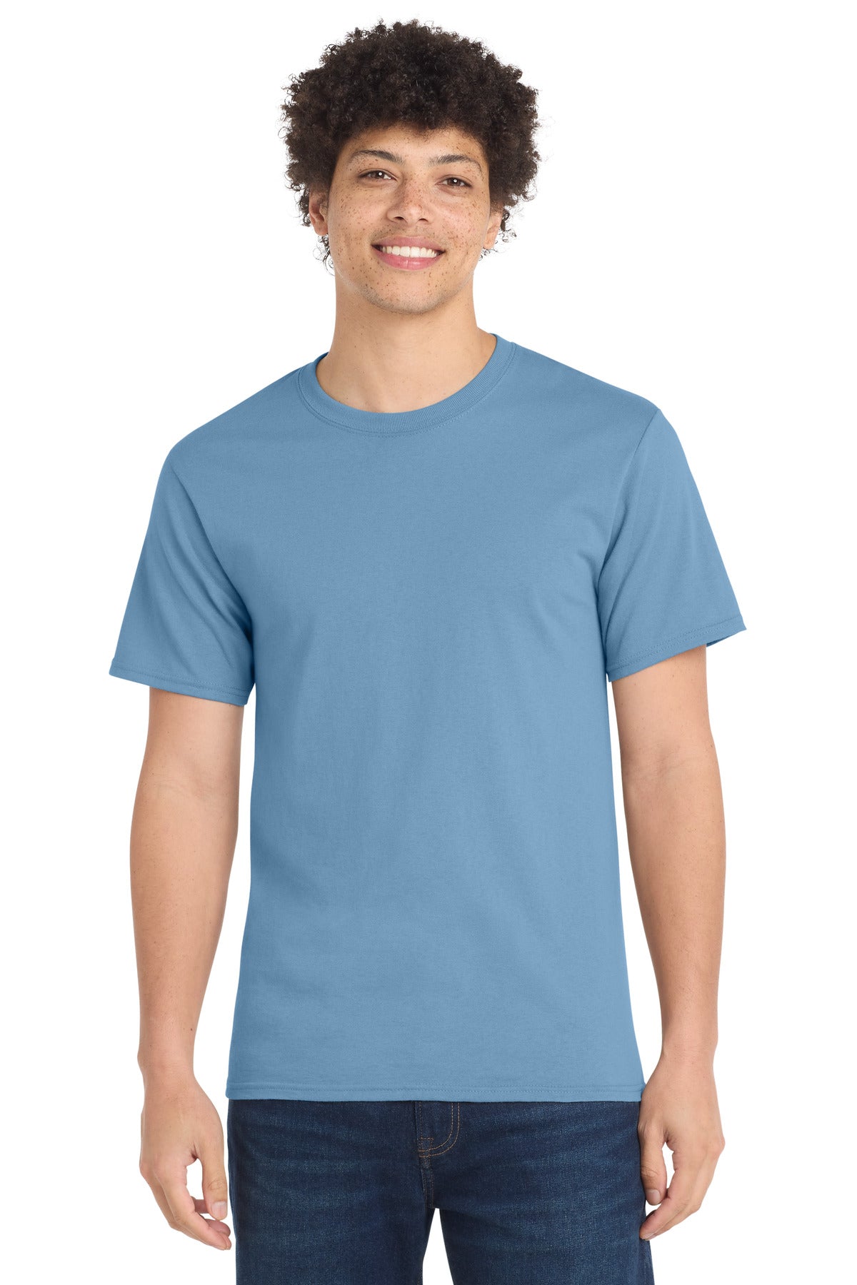 Custom Embroidered Port & Co T-Shirts  in Tundra Blue
