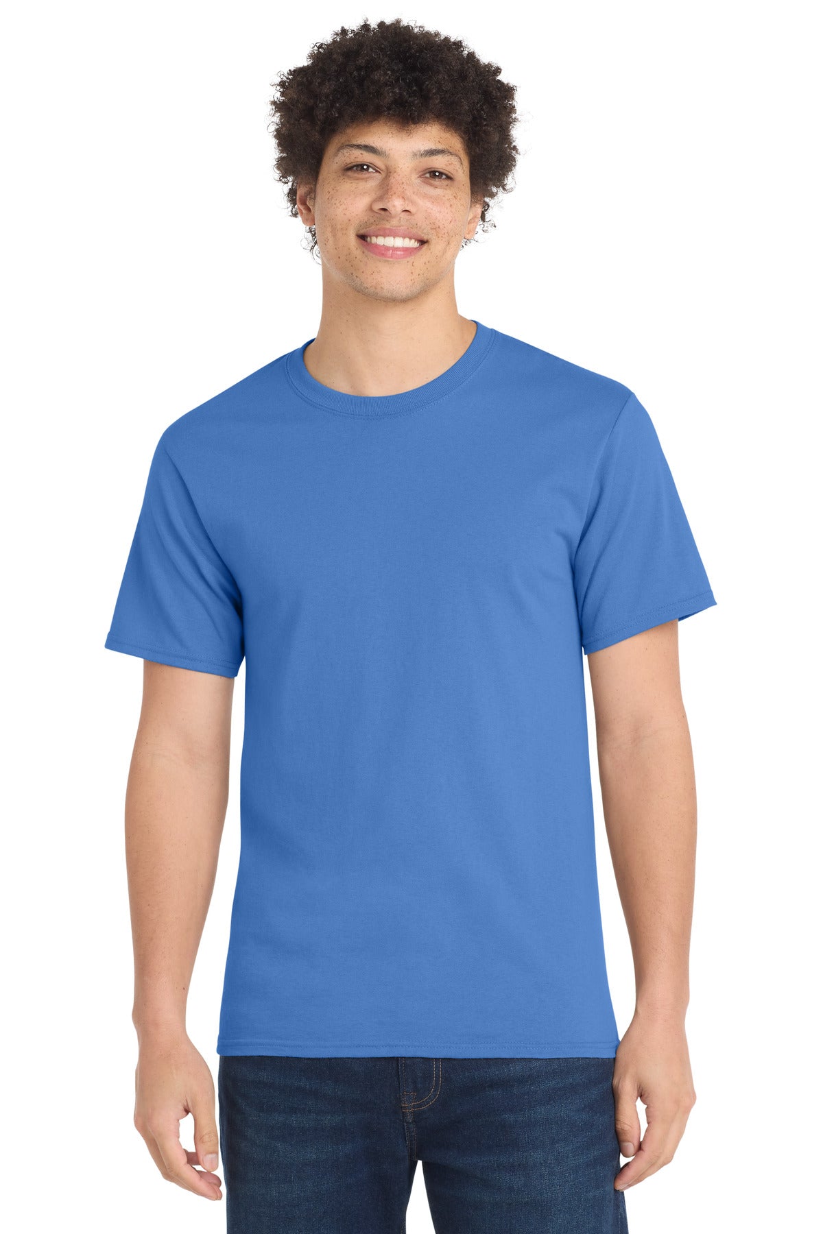 Custom Embroidered Port & Co T-Shirts  in Ultramarine Blue