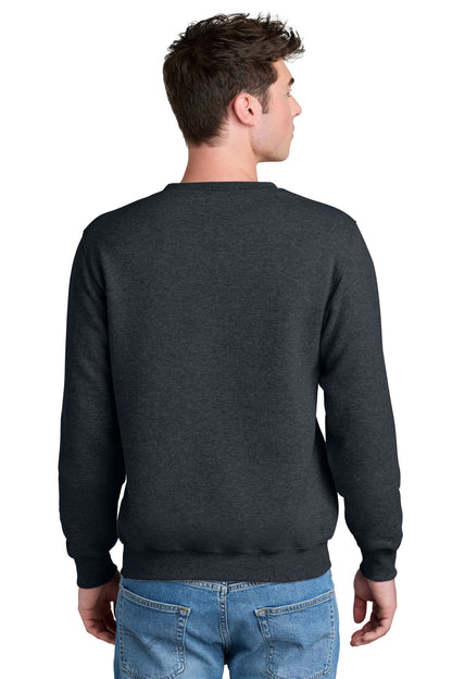 Custom Embroidered Port & Company Core Fleece Crewneck Pocket Sweatshirt PC78PKT,Dark Heather Grey