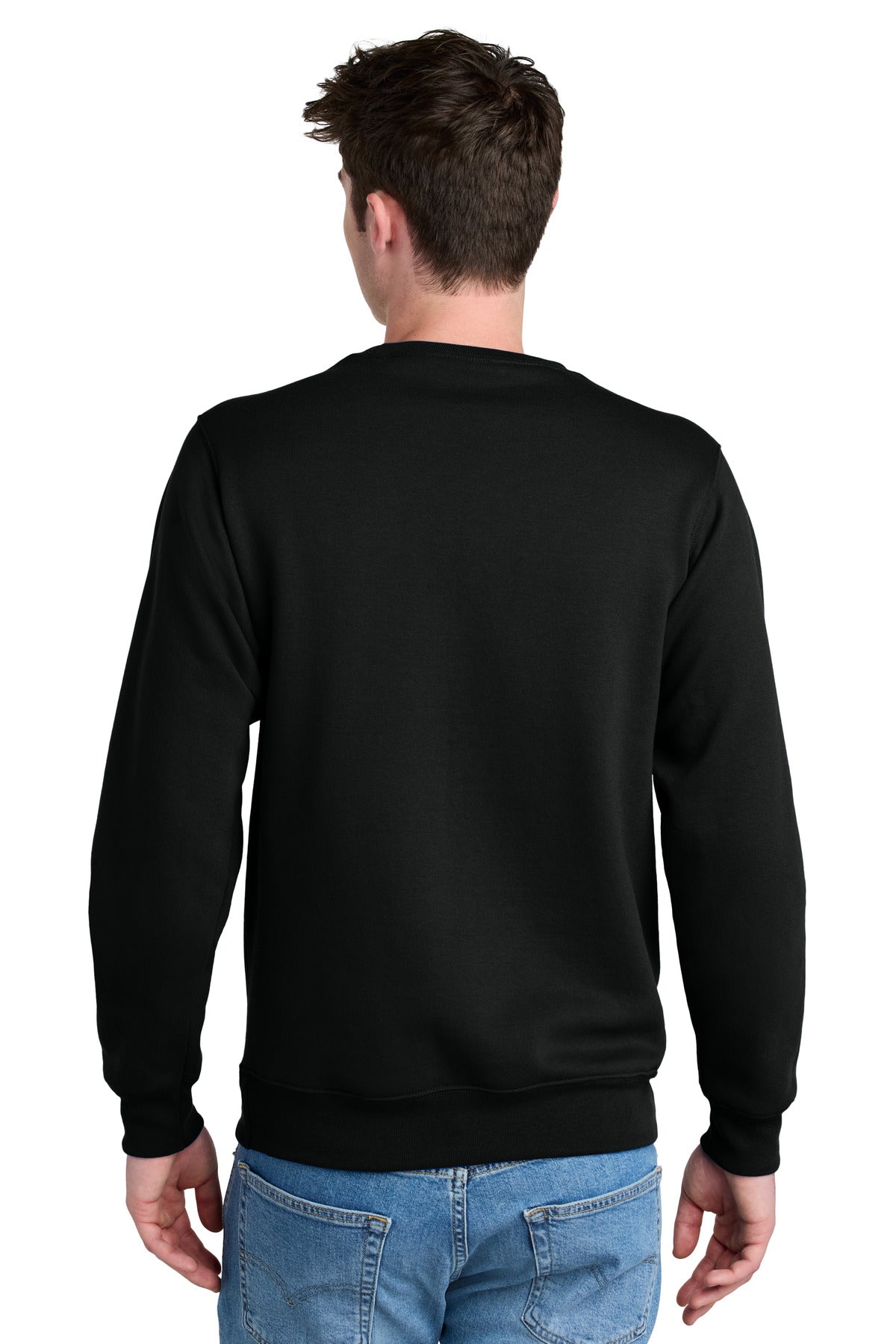 Custom Embroidered Port & Company Core Fleece Crewneck Pocket Sweatshirt PC78PKT,Jet Black