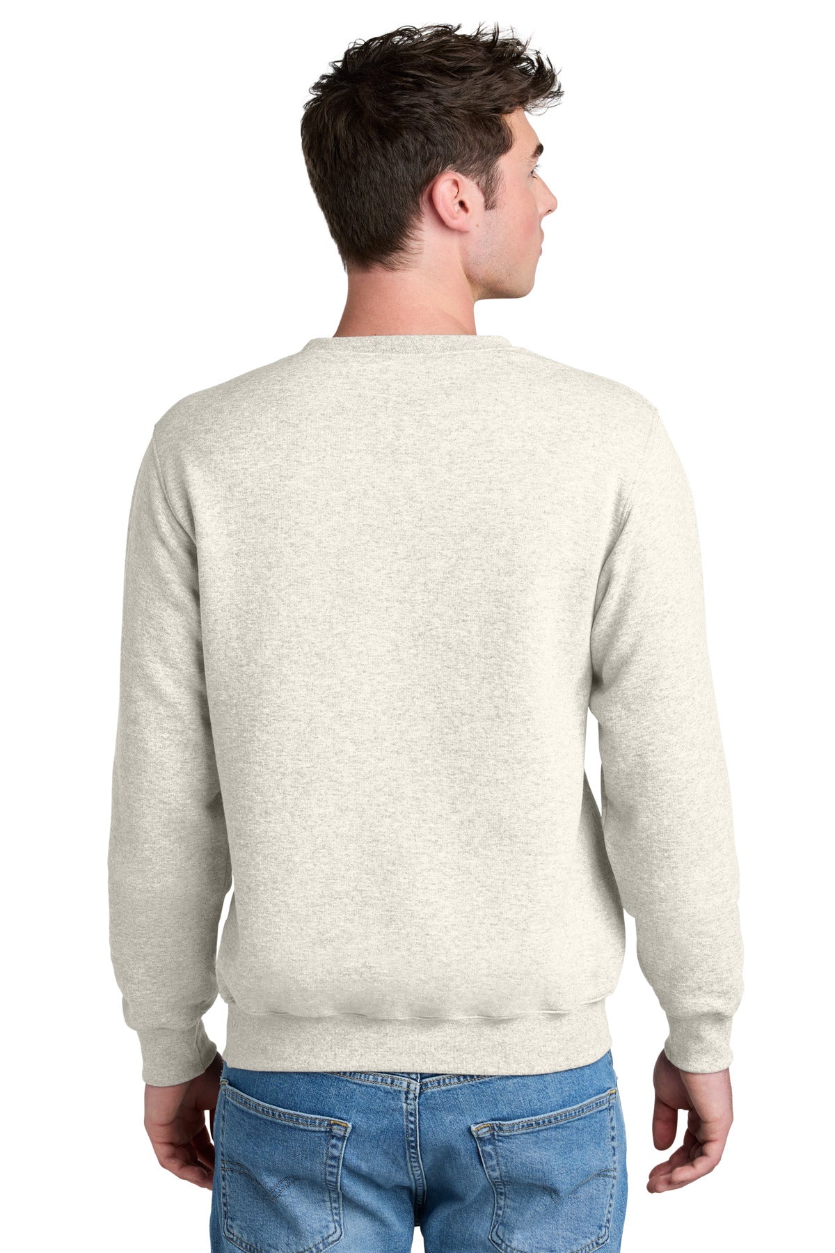 Custom Embroidered Port & Company Core Fleece Crewneck Pocket Sweatshirt PC78PKT,Oatmeal Heather