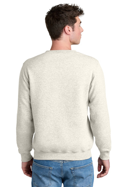 Custom Embroidered Port & Company Core Fleece Crewneck Pocket Sweatshirt PC78PKT,Oatmeal Heather