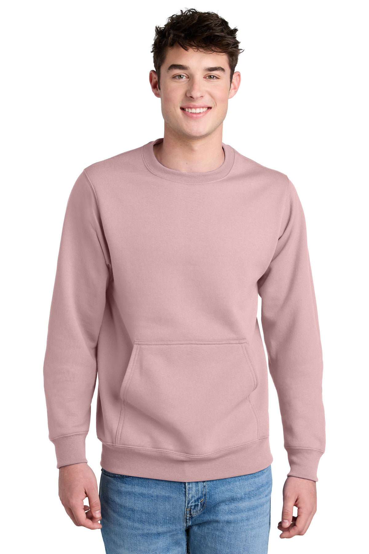 Custom Embroidered Port & Co Sweatshirts in Pale Blush