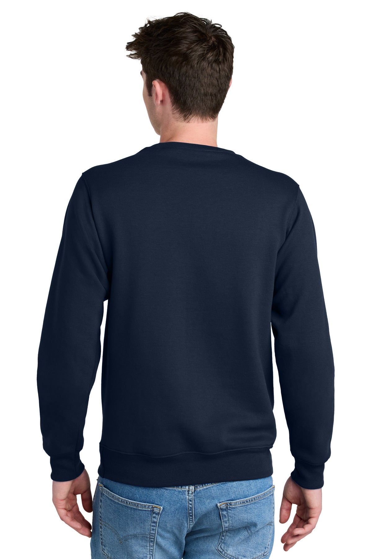 Custom Embroidered Port & Company Core Fleece Crewneck Pocket Sweatshirt PC78PKT,True Navy