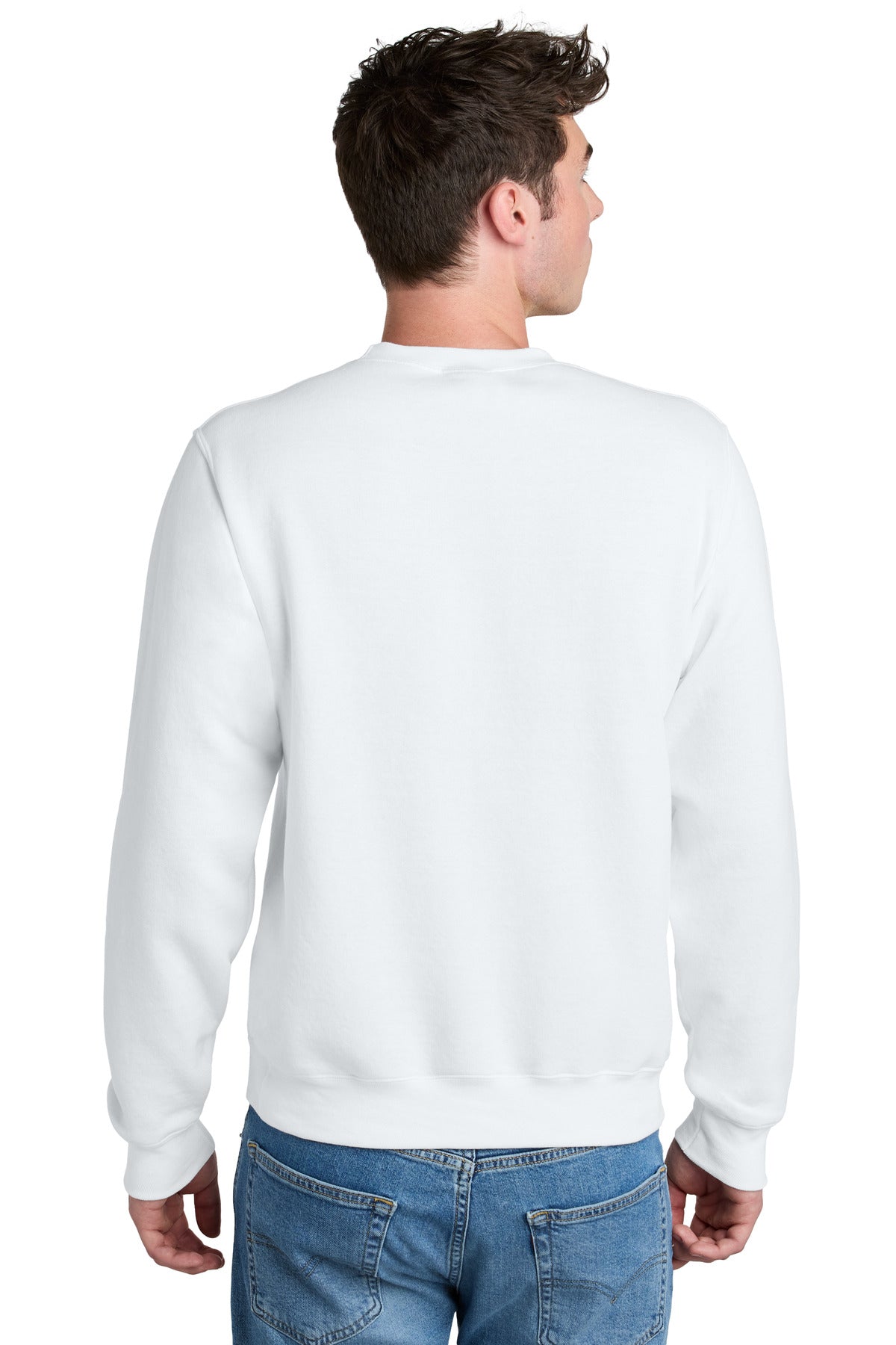 Custom Embroidered Port & Company Core Fleece Crewneck Pocket Sweatshirt PC78PKT,White