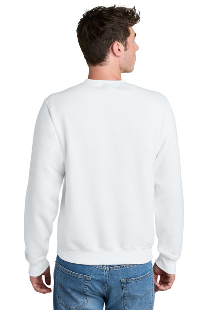Custom Embroidered Port & Company Core Fleece Crewneck Pocket Sweatshirt PC78PKT,White