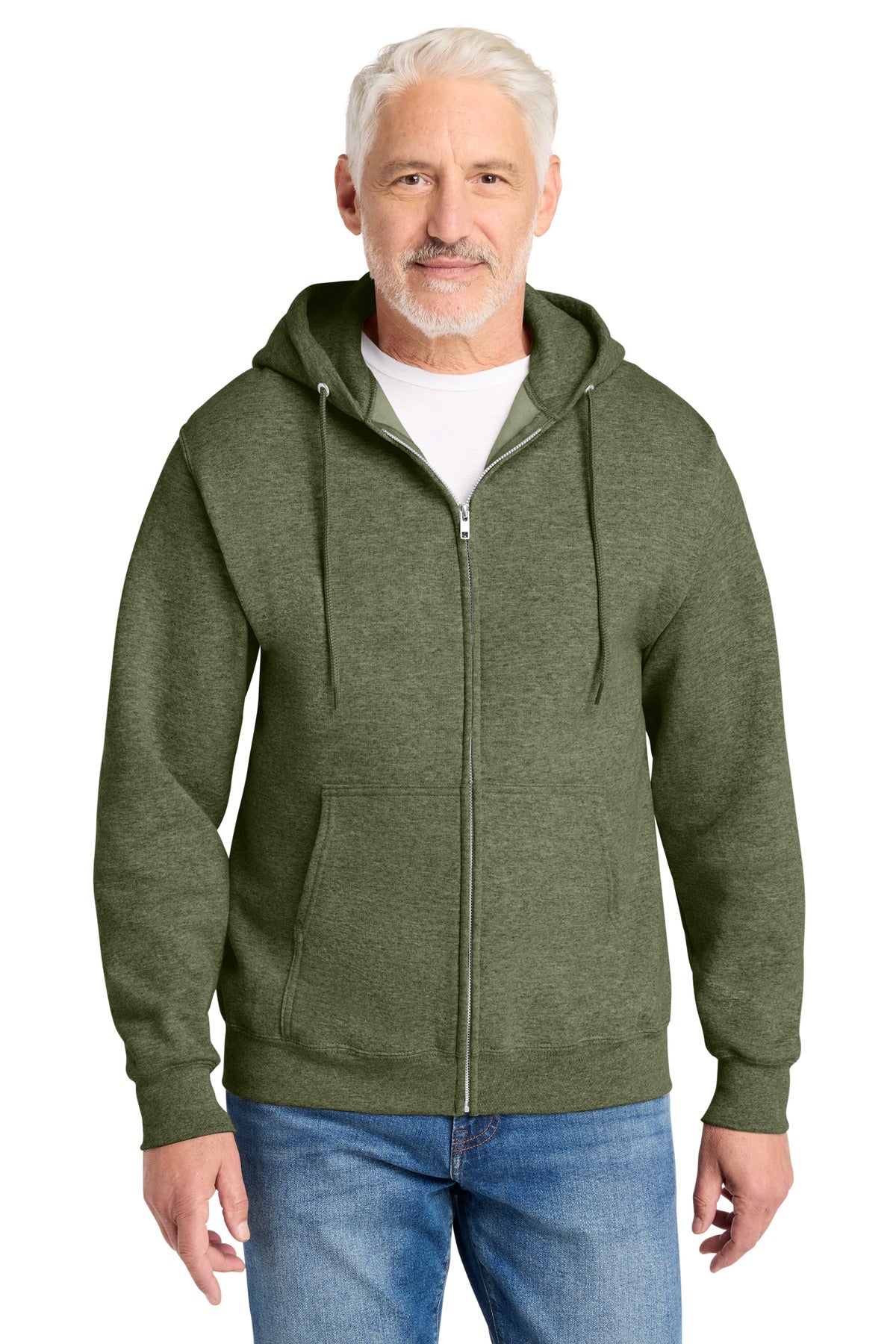 Custom Embroidered Port & Co Sweatshirts in Olive Drab Green Heather