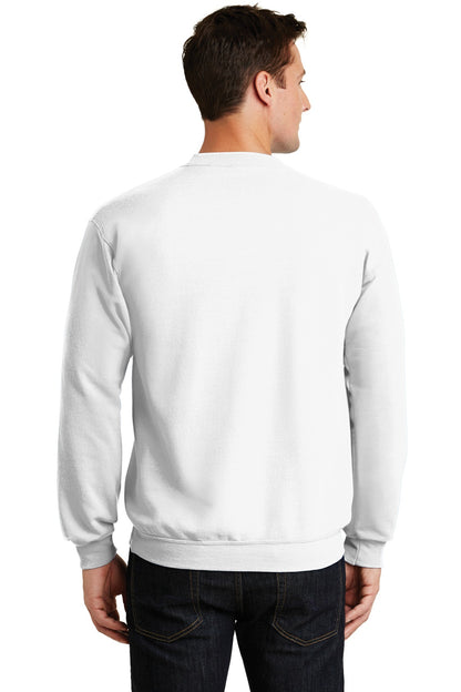 Custom Embroidered Port & Company - Core Fleece Crewneck Sweatshirt. PC78,White