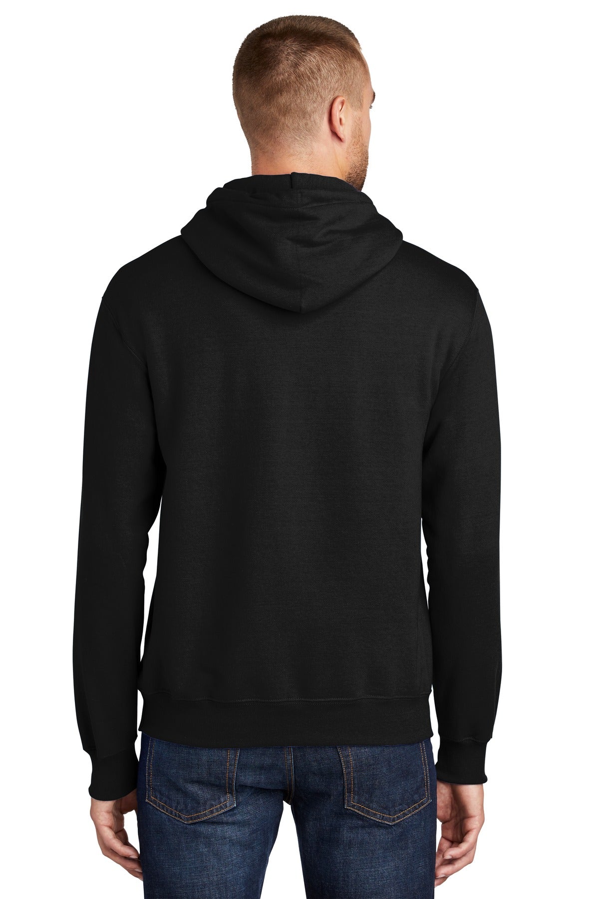 Custom Embroidered Port & Company Tall Essential Fleece Pullover Hooded Sweatshirt. PC90HT,Jet Black