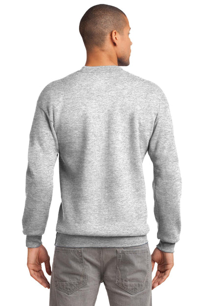Custom Embroidered Port & Company Tall Essential Fleece Crewneck Sweatshirt. PC90T,Ash