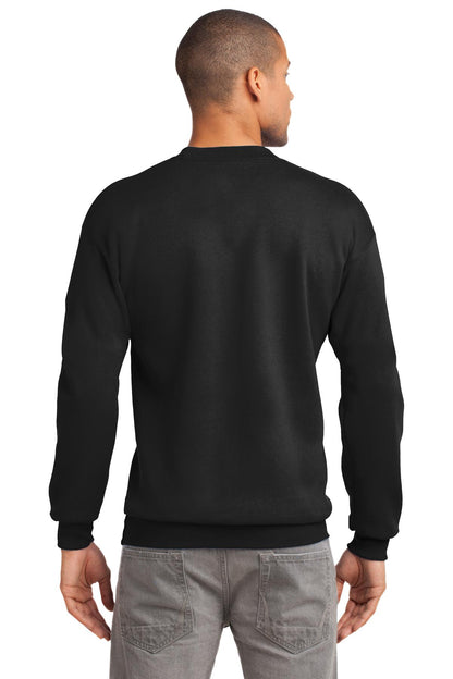 Custom Embroidered Port & Company Tall Essential Fleece Crewneck Sweatshirt. PC90T,Jet Black