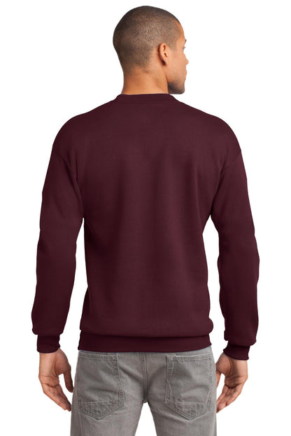 Custom Embroidered Port & Company Tall Essential Fleece Crewneck Sweatshirt. PC90T,Maroon