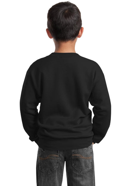 Custom Embroidered Port & Company Youth Core Fleece Crewneck Sweatshirt.  PC90Y,Jet Black