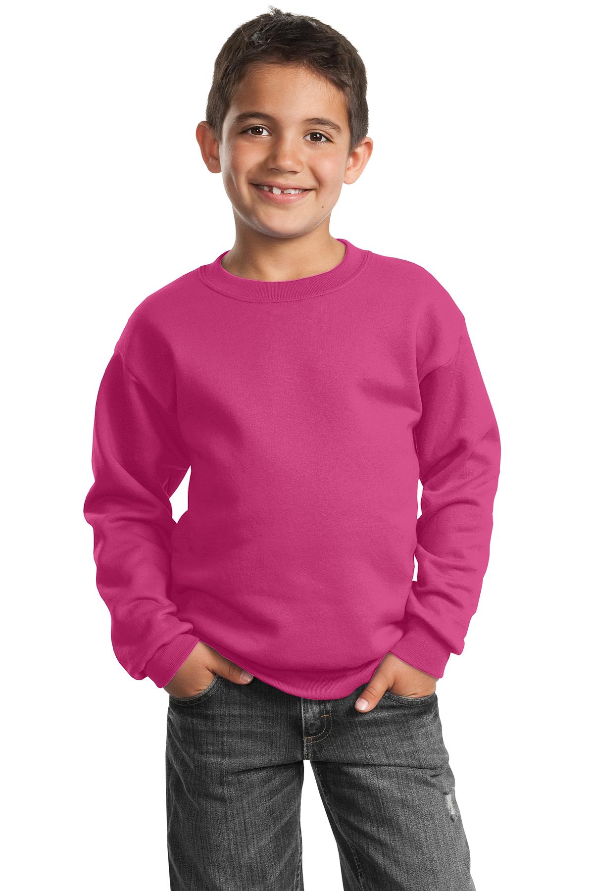 Port & Company Youth Core Fleece Crewneck Sweatshirt.  PC90Y